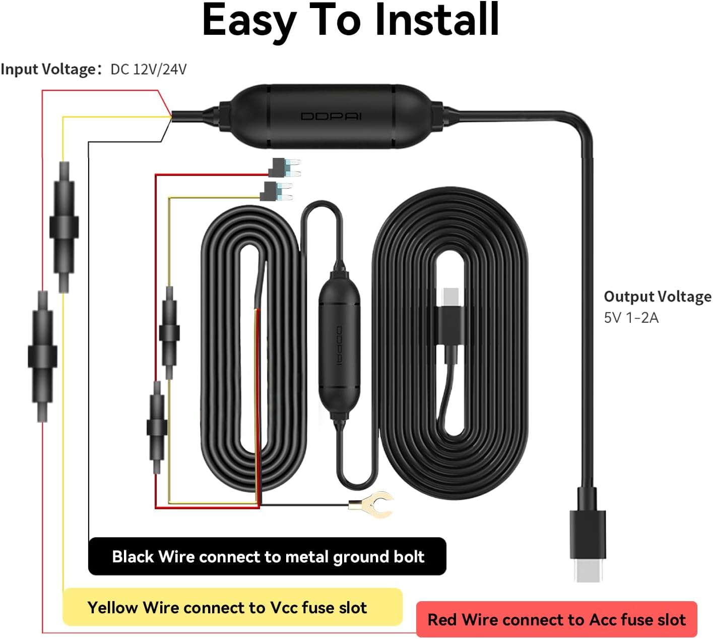 (Refurbished) DDPAI Type-C Hardware Kit - For N1 Dual, N3 Pro, N5 Dual, Z40, Z50, Mini 5