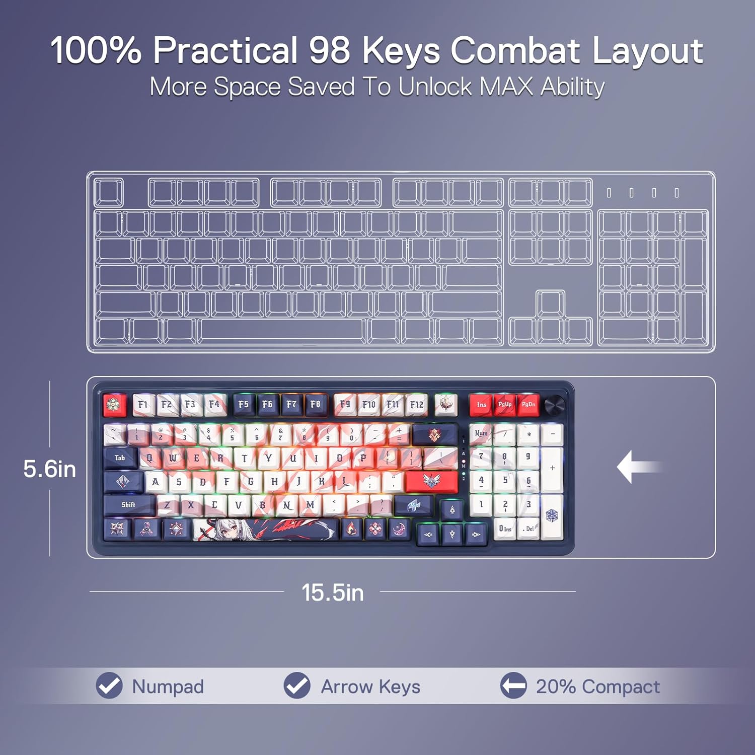 (Refurbished) Redragon Eisa Pro K686 Pro - Wired+2.4Ghz+Bluetooth Mechanical Keyboard Anime Theme (Custom Hi-Fi Linear Switch)