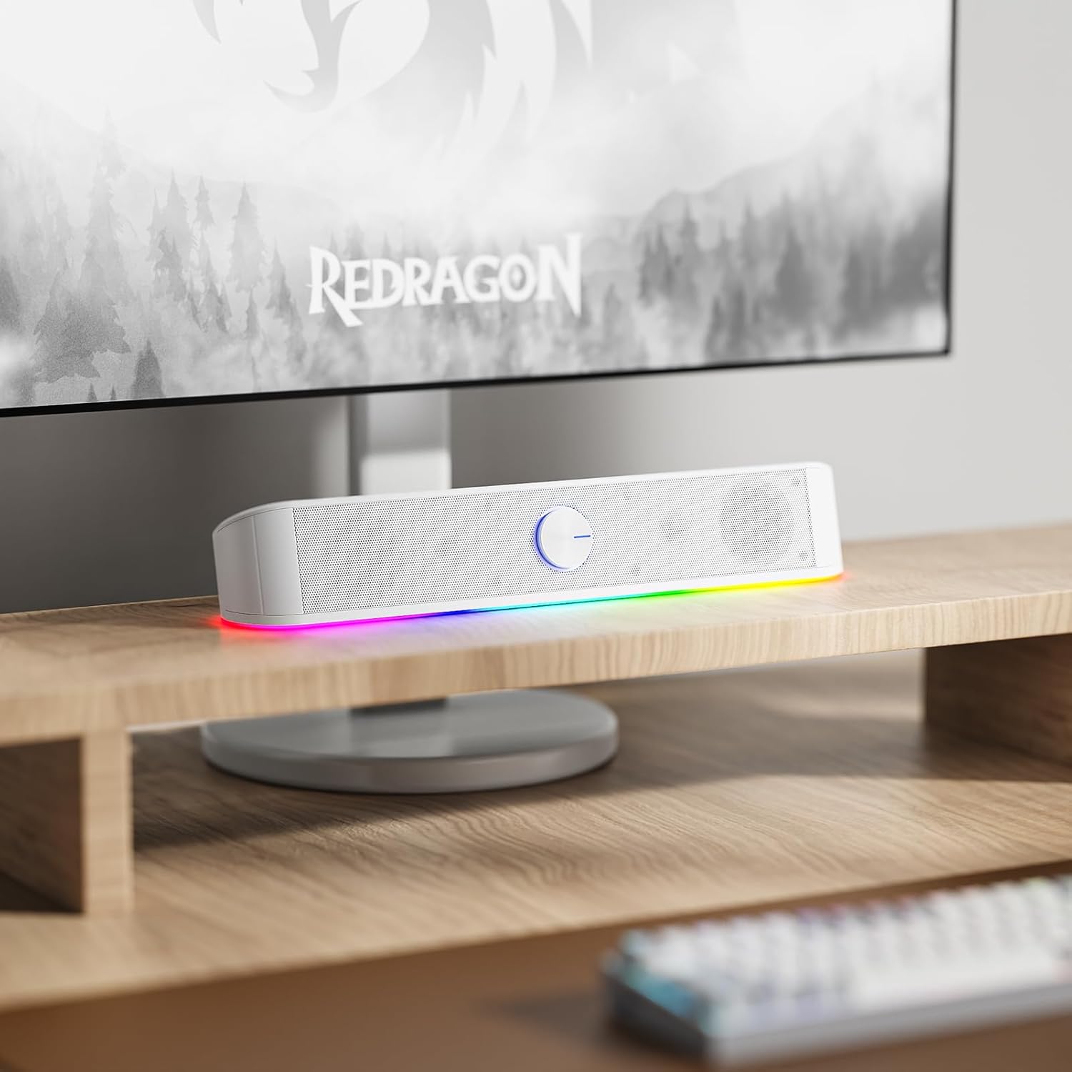 (Refurbished) Adiemus GS560 - RGB 2.0 Channel USB Wired Soundbar (White)