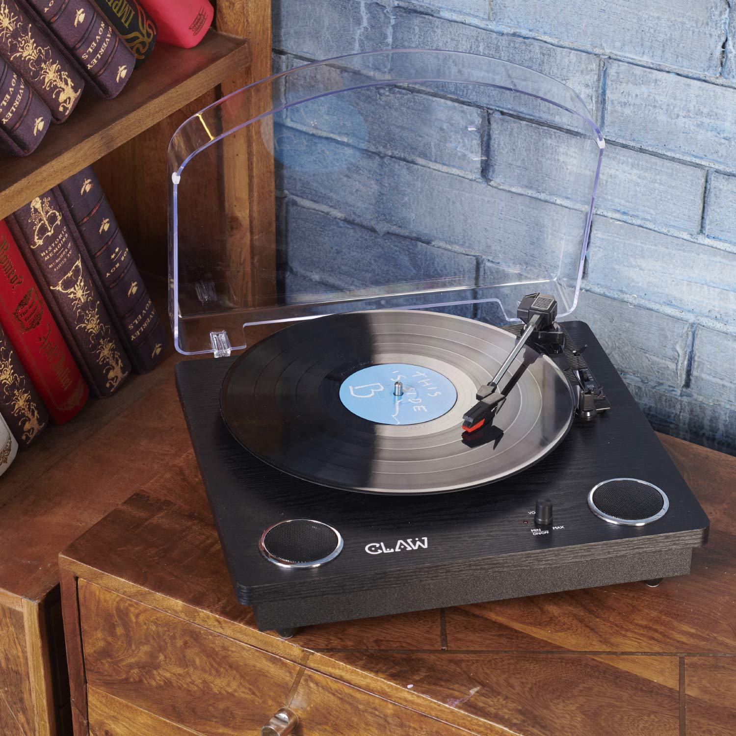 Refurbished CLAW Stag Superb Plus - Turntable with Built-in Stereo Speaker and USB Digital Conversion Software for PC (Black)