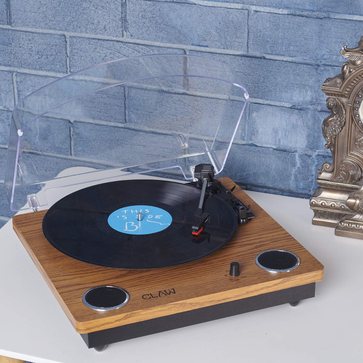 Refurbished CLAW Stag Superb Plus - Turntable with Built-in Stereo Speaker and USB Digital Conversion Software for PC (Wood)