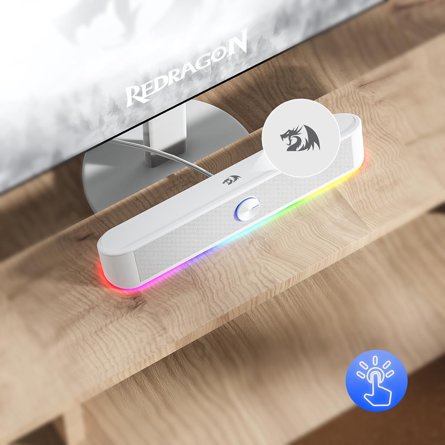 (Refurbished) Adiemus GS560 - RGB 2.0 Channel USB Wired Soundbar (White)