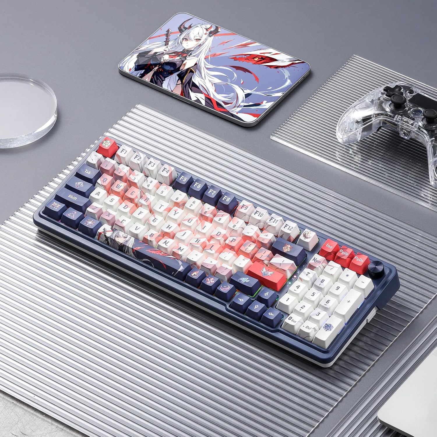 (Refurbished) Redragon Eisa Pro K686 Pro - Wired+2.4Ghz+Bluetooth Mechanical Keyboard Anime Theme (Custom Hi-Fi Linear Switch)