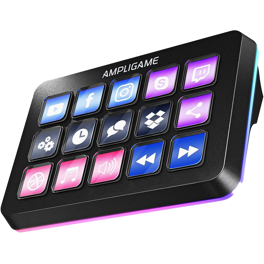 Controller Streaming FIFINE AmpliGame D6 – 15 Tasti Macro Personalizzabili, RGB, Per OBS E PC, Bianco