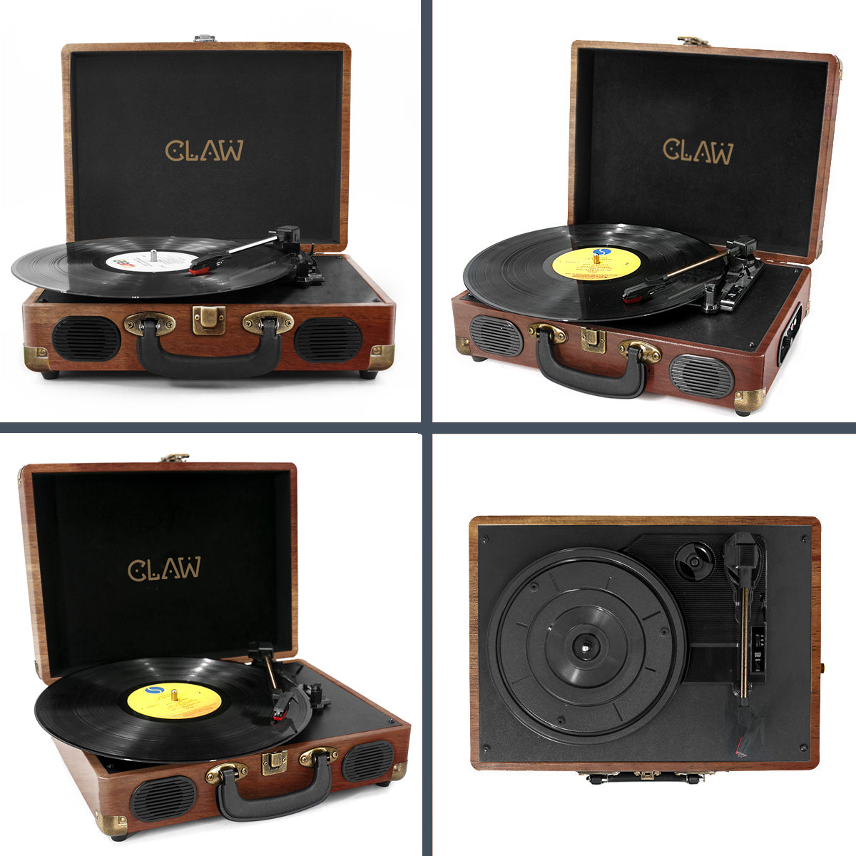 CLAW Stag Portable - Turntable with built-in stereo speaker (Red Wood) (Use Code ORIGIN10 to Get 10% DIscount)