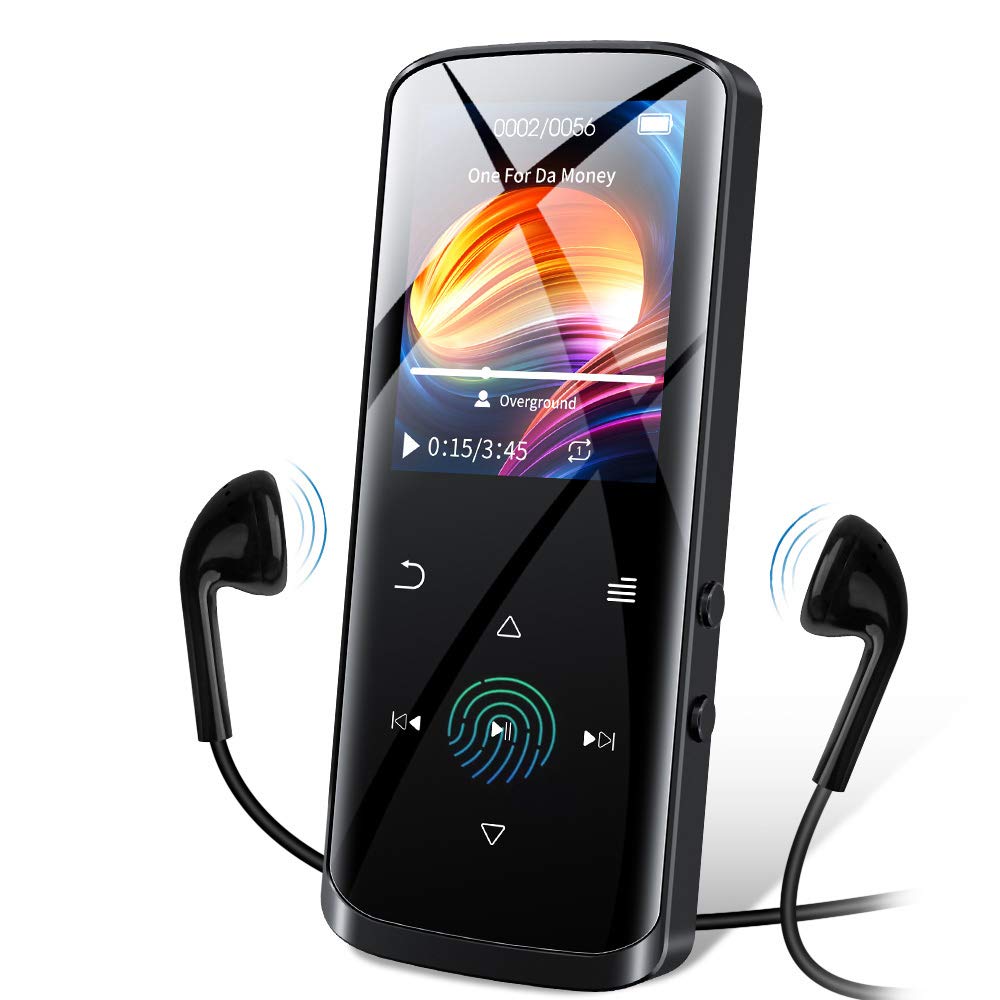 Bluetooth MP4 Player 16gb Touch Screen FM Radio Reproductor MP4 Speaker  Player Recorder Metal Hifi Lossless Music Video Player Color: Black, Memory  Size: 8GB