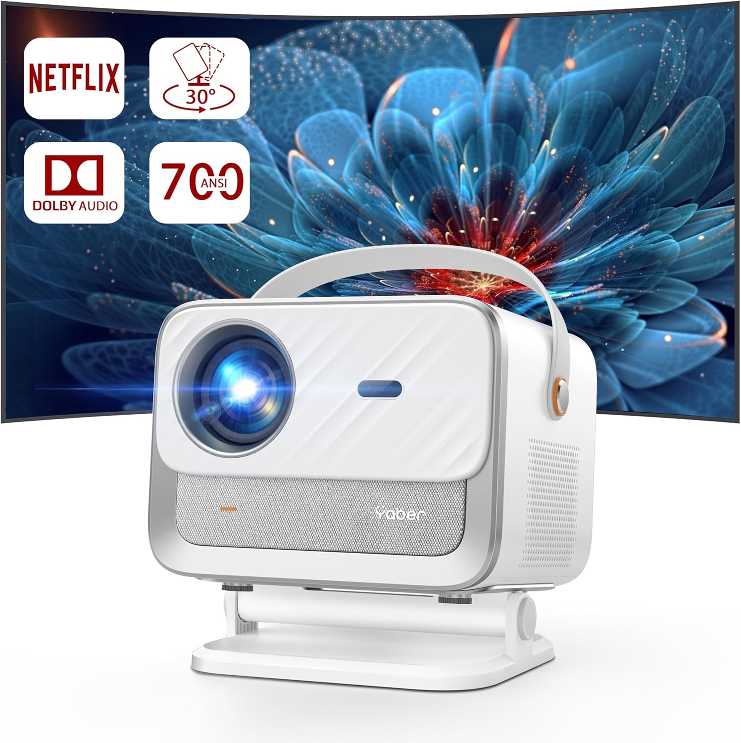 Yaber V12- Smart Home Theater Projector with WiFi6, BT 5.2 , Licensed Netflix and Dolby Audio