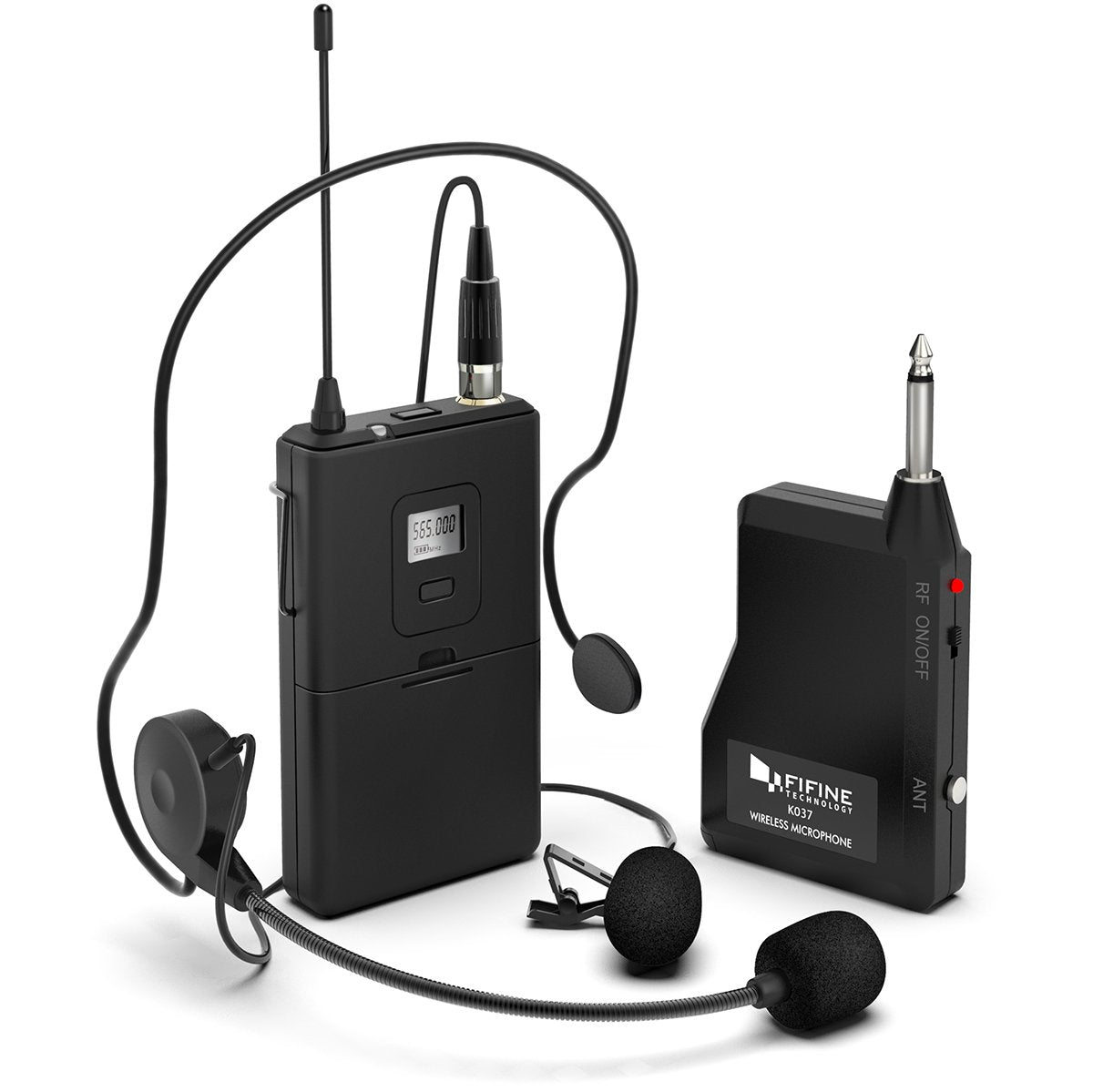 Fifine K037B - Wireless Lavalier Lapel Microphone With Headset