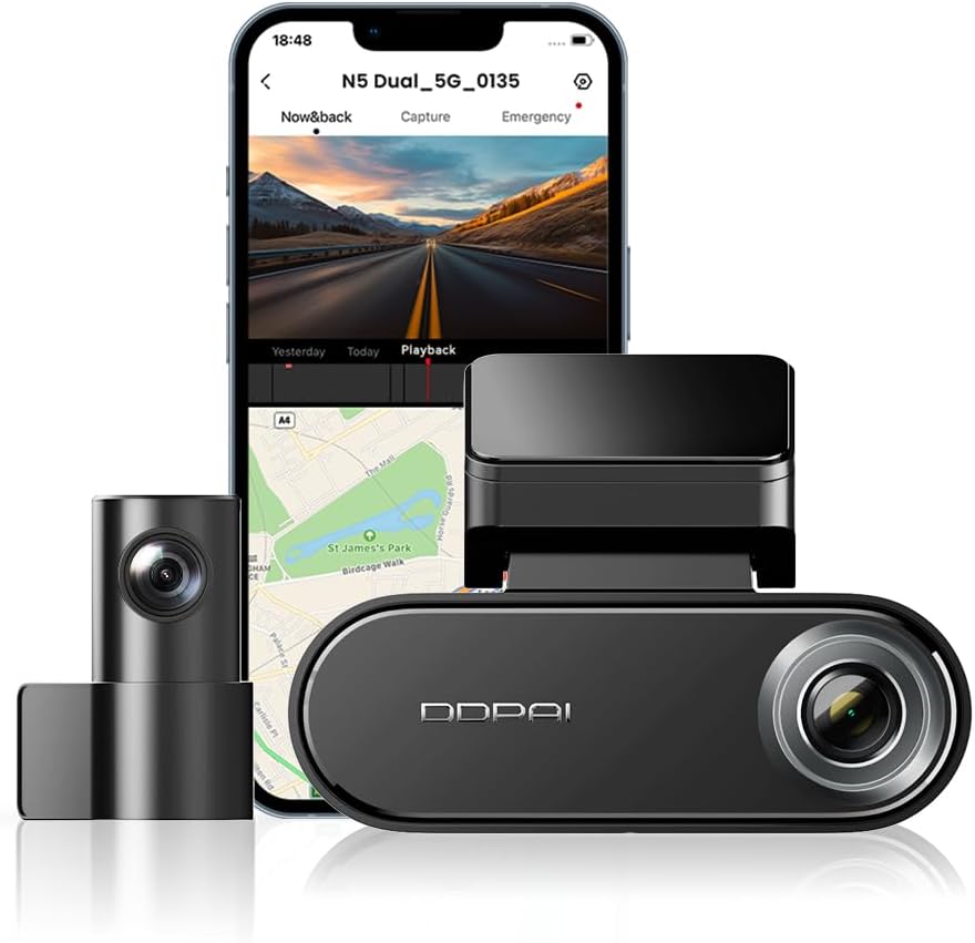 DDPAI N5 Dual - 4K Front and Rear Dash Camera with Built-in 32G eMMC Voice Control