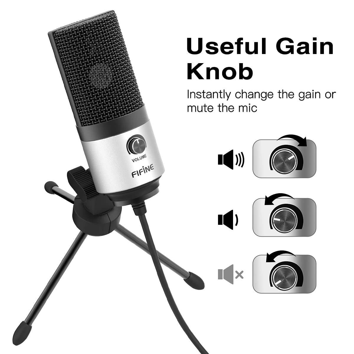 Fifine K669S - USB Microphone Condenser (Silver)