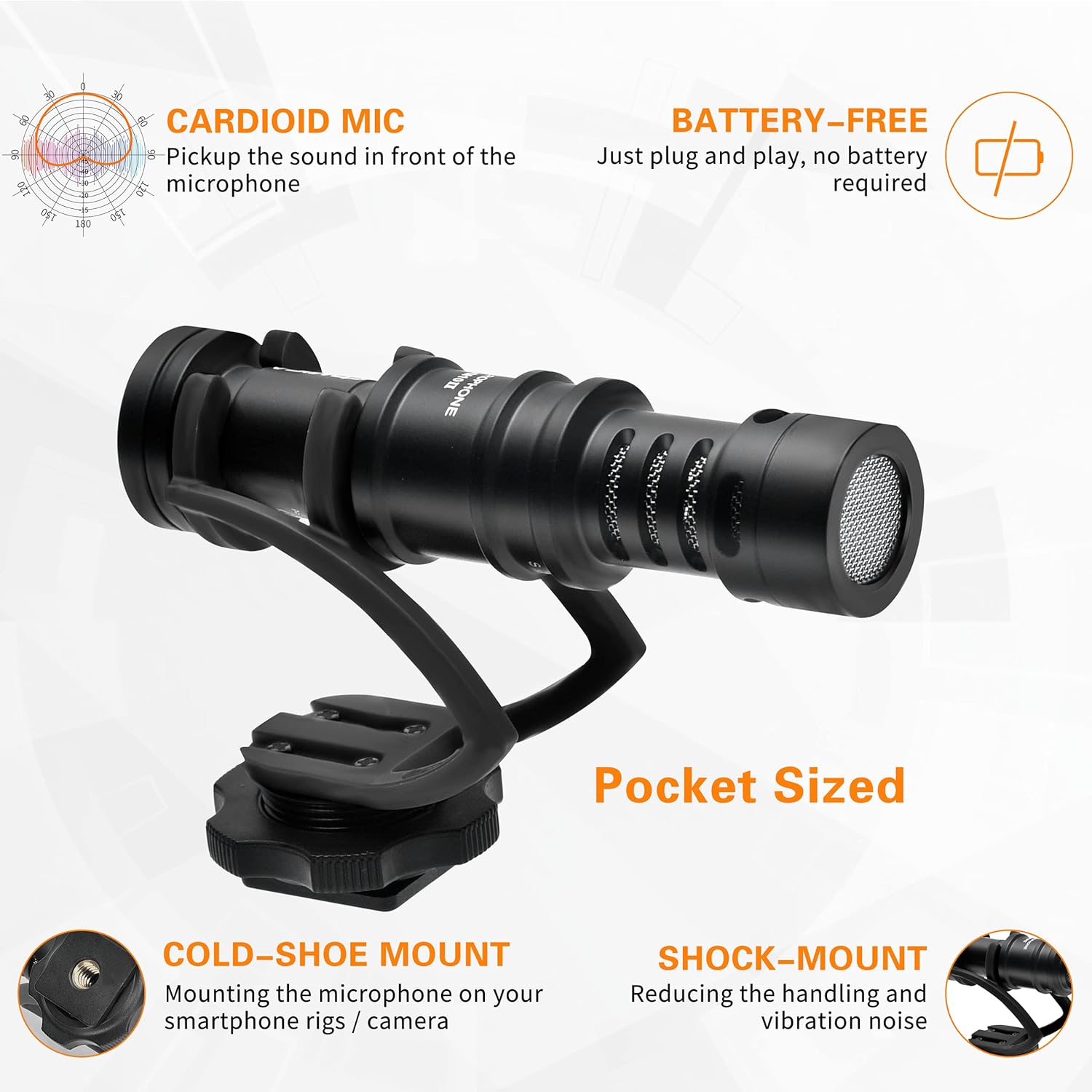 Comica CVM-VM10II - Micro Cardioid Condenser Shotgun Video Microphone (Black)