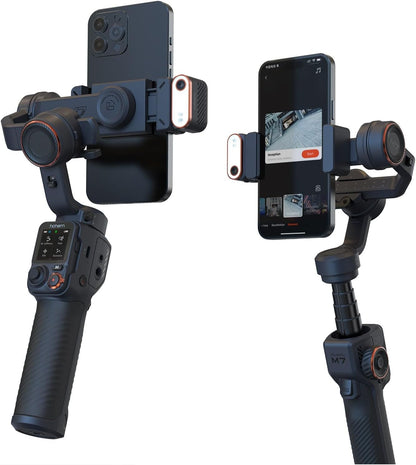 Hohem M7 - Handheld Mobile Gimbal with AI Trackers, Fill Light, Extension Pole and Detachable Touch Screen Remote