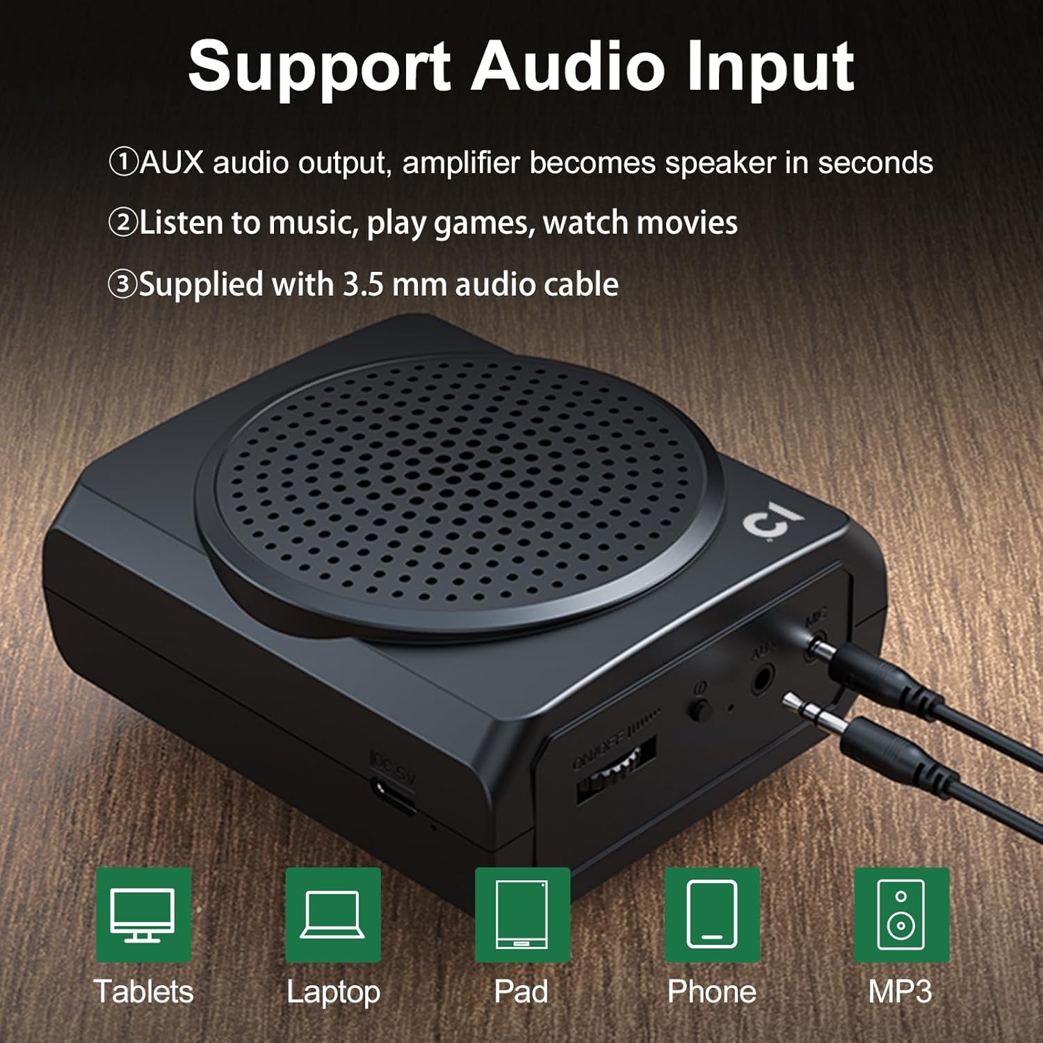 Shidu S617 - Wired Portable Voice Amplifier with Bluetooth Speaker