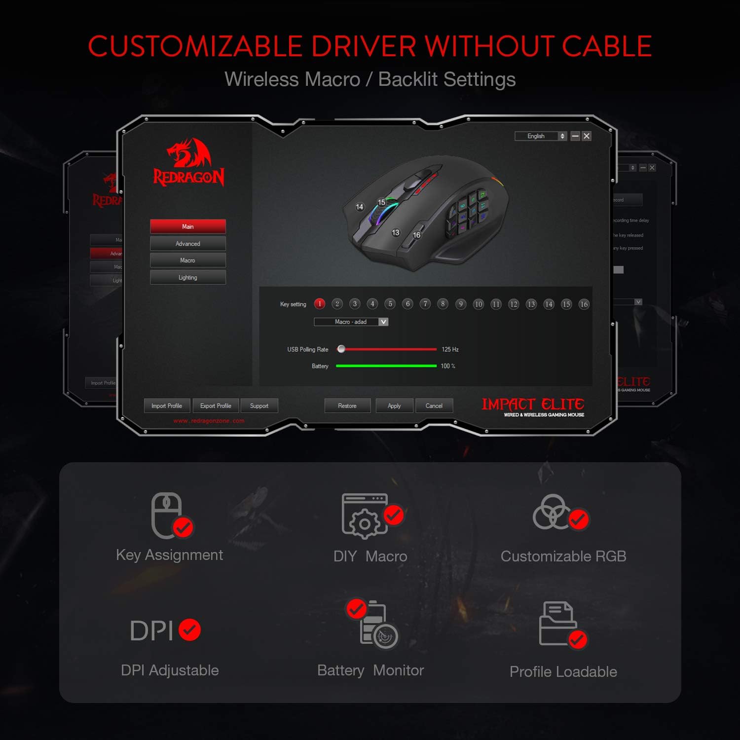 Redragon Impact Elite M913 - Wired and Wireless Mouse