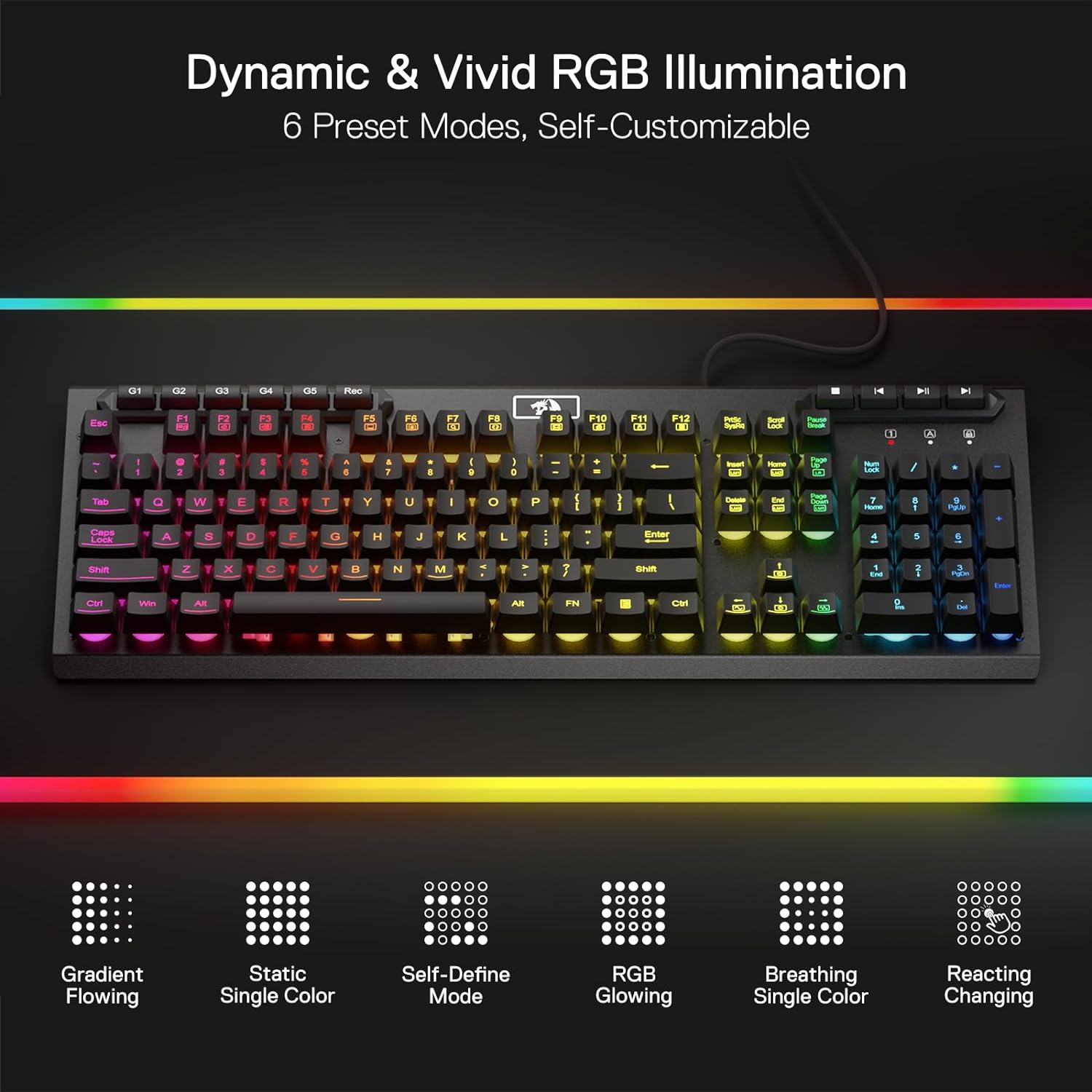 Redragon Aditiya K513 - 104 Keys Linear Mechanical Feel Keyboard