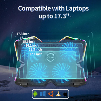 CLAW Arctic K25 PRO - 4 Motors RGB Laptop Cooling Pad with Adjustable Height (Use Code Origin5 to Get 5% DIscount)
