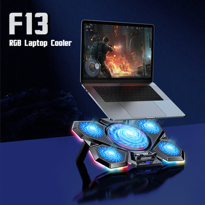 CLAW Glacier F13 - RGB Laptop Cooling Pad with 5 Motor Fan and Adjustable Height (Use Code Origin5 to Get 5% DIscount)