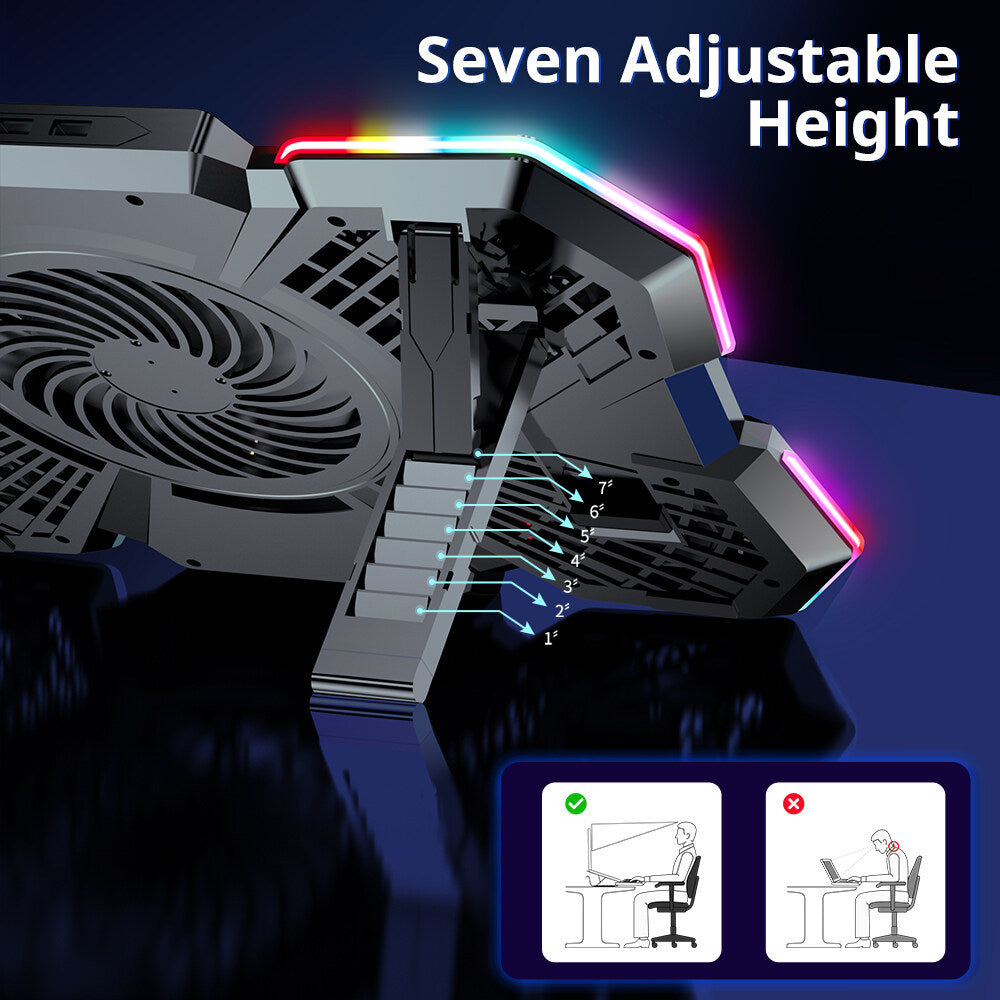 CLAW Glacier F13 - RGB Laptop Cooling Pad with 5 Motor Fan and Adjustable Height (Use Code Origin5 to Get 5% DIscount)