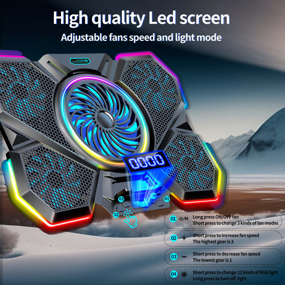 CLAW Glacier F13 - RGB Laptop Cooling Pad with 5 Motor Fan and Adjustable Height (Use Code Origin5 to Get 5% DIscount)