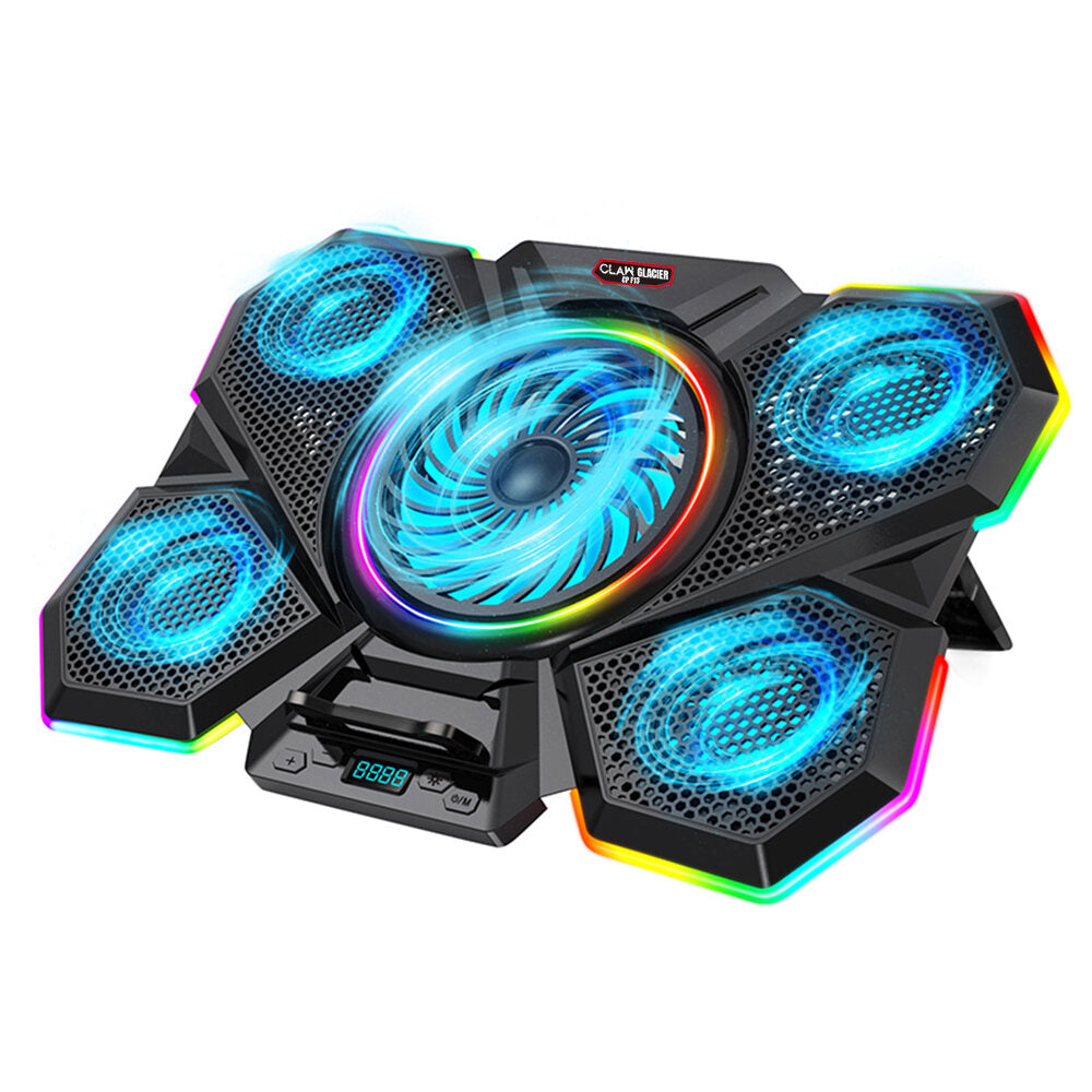 CLAW Glacier F13 - RGB Laptop Cooling Pad with 5 Motor Fan and Adjustable Height (Use Code Origin5 to Get 5% DIscount)