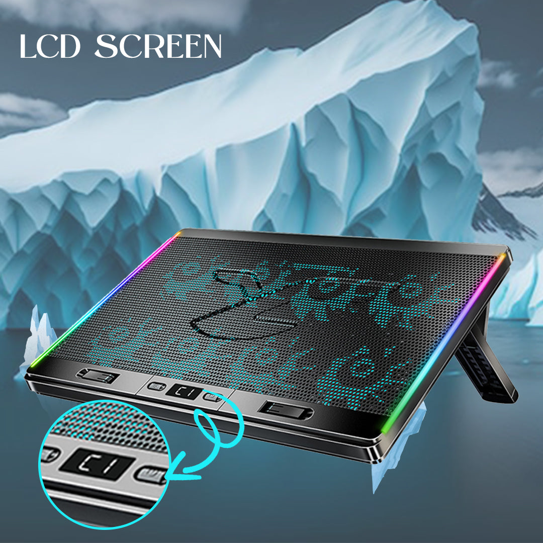 CLAW Iceberg F4 - 8 Motor Laptop Cooling Pad with Adjustable Height and LCD Display (Use Code Origin5 to Get 5% DIscount)