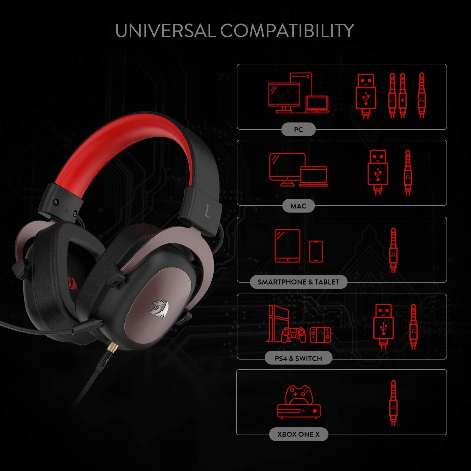 Redragon Zeus H510-1 - Wired Gaming Headphone with Surround Sound