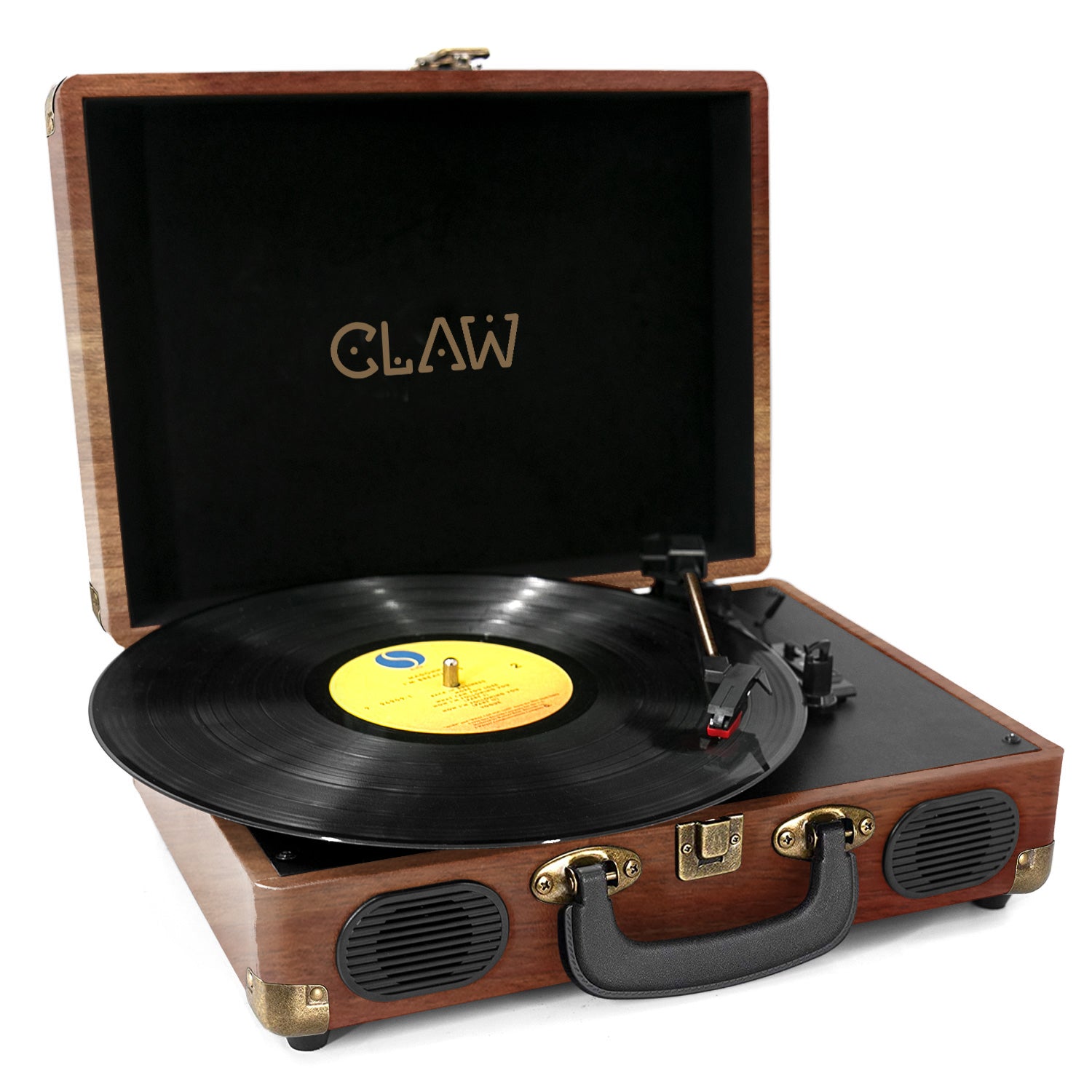 CLAW Stag Portable - Turntable with built-in stereo speaker (Red Wood) (Use Code Origin5 to Get 5% Discount)