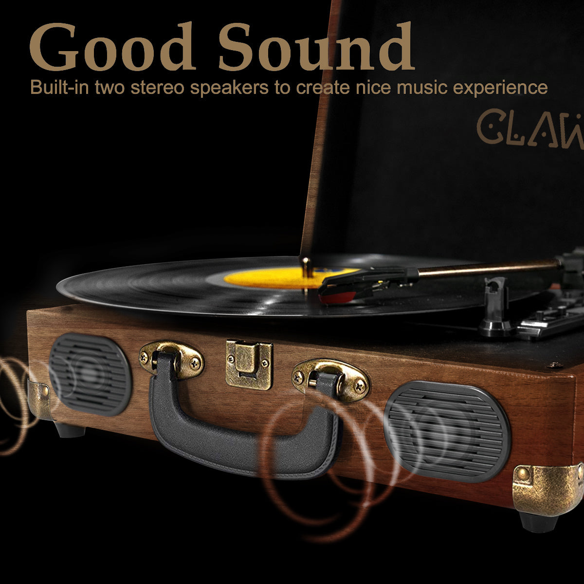 CLAW Stag Portable - Turntable with built-in stereo speaker (Red Wood) (Use  Code Origin5 to Get 5% Discount)