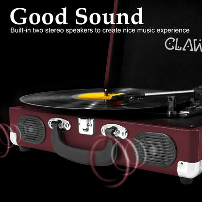 CLAW Stag Portable - Turntable with built-in stereo speaker (Wine Red) (Use Code Origin5 to Get 5% Discount)