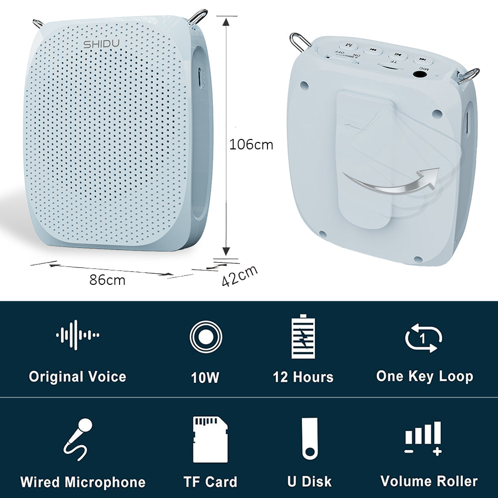 Shidu S258 Type C - Wired Portable Voice Amplifier (Blue)