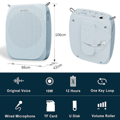 Shidu S258 Type C - Wired Portable Voice Amplifier (Blue)