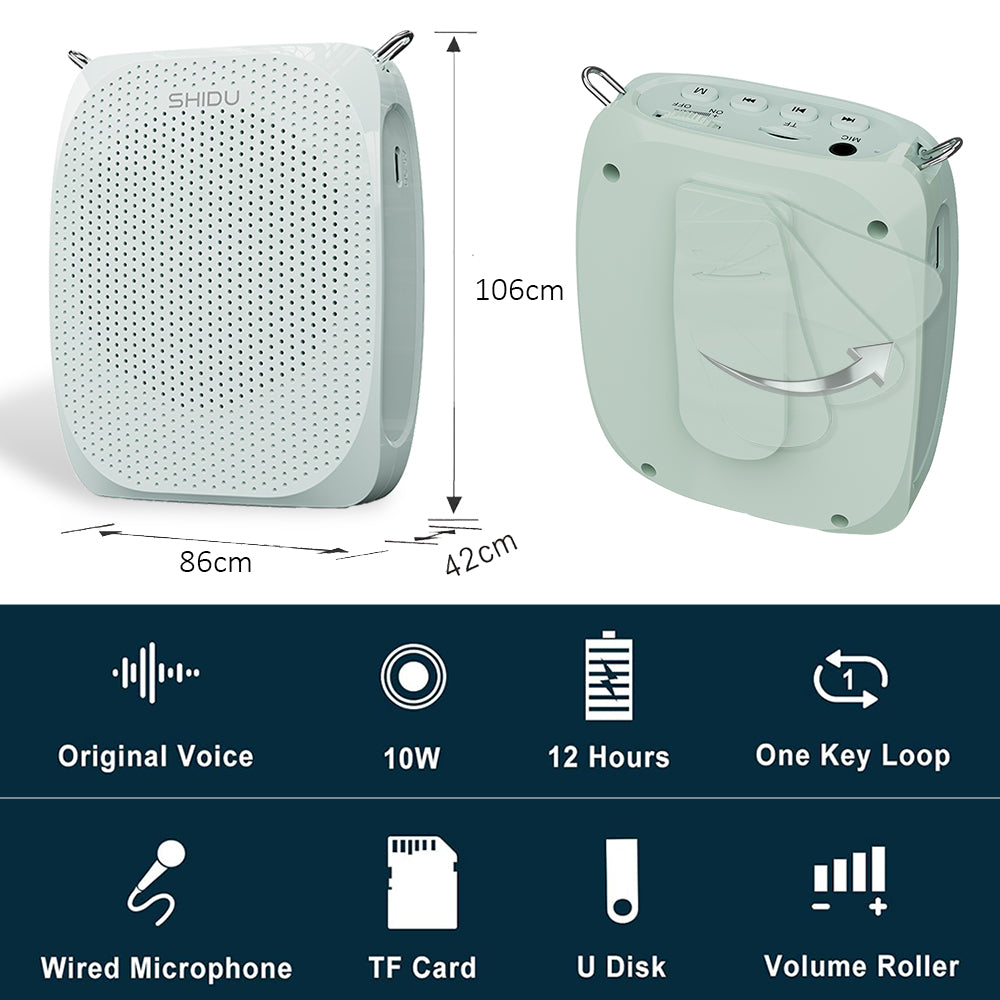 Shidu S258 Type C - Wired Portable Voice Amplifier (Green)