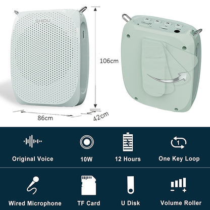 Shidu S258 Type C - Wired Portable Voice Amplifier (Green)