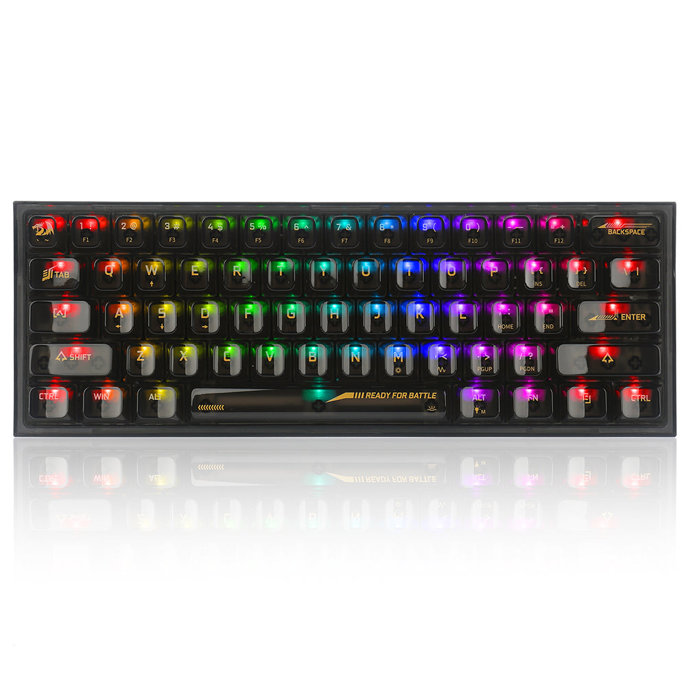 Redragon Fizz K617 - 60% Wired Mechanical Keyboard Black Transparent (Translucent Custom  Switch)