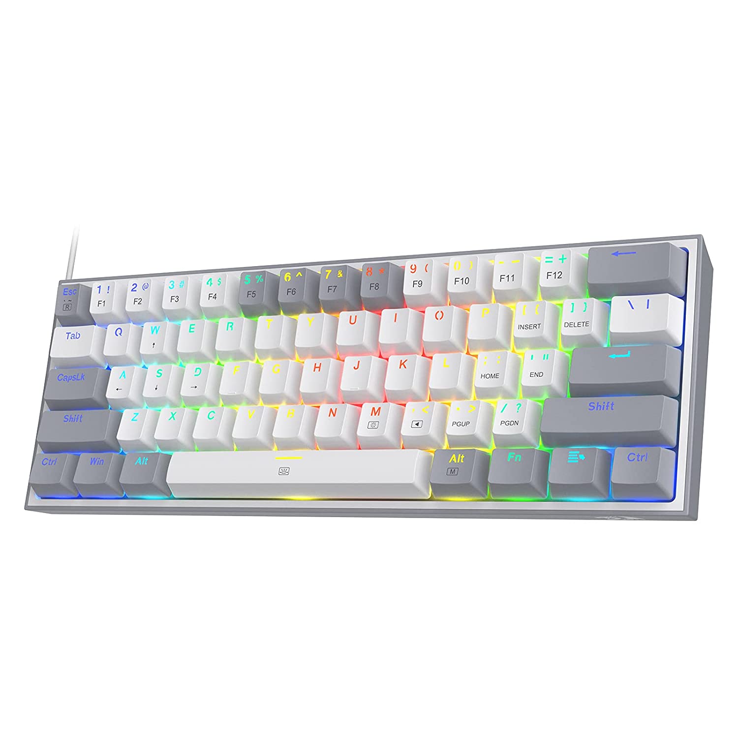 Redragon Fizz K617 - 60% Wired Mechanical Keyboard White And Grey (Red Switches)
