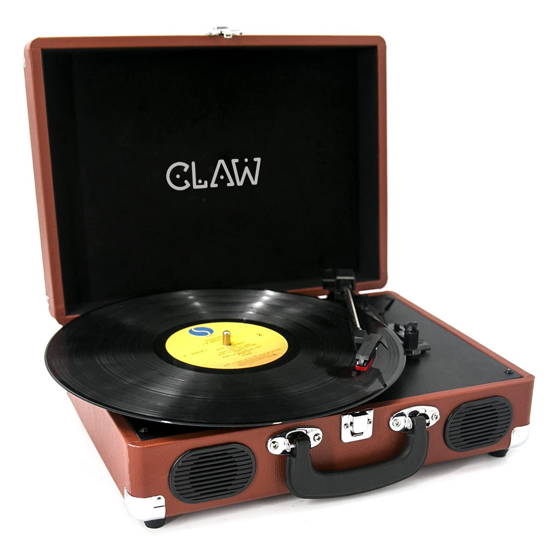 CLAW Stag Portable - Turntable with Built-in Stereo Speakers (Brown) (Use Code Origin5 to Get 5% Discount)