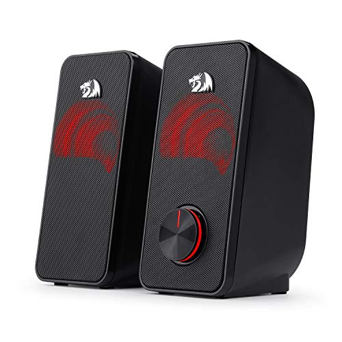 Redragon Stentor GS500 - 2.0 Channel Stereo Desktop Wired Gaming Computer Speaker with Red Backlight