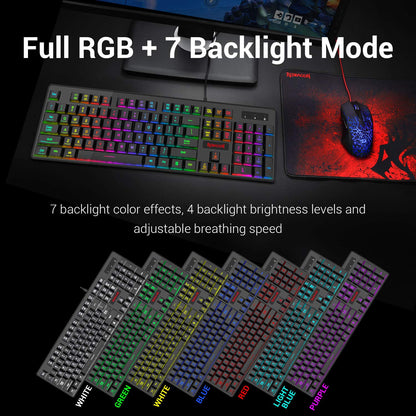 Redragon Dyaus Pro K509-1 :- 104 Keys RGB Wired Keyboard Without Side LED (Mechanical Feel)