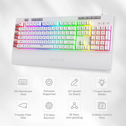 Redragon Shiva K512- Wired Membrane Keyboard RGB White