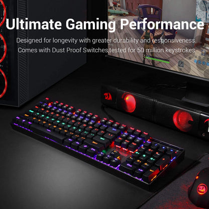 Redragon Vara K551 - 104 Wired Mechanical Keyboard Rainbow Black (Red Switch)