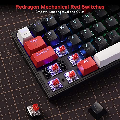 Redragon Castor K631 Pro - 65% Bluetooth + 2.4Ghz Wireless + Wired RGB Mechanical Keyboard (Red Switch)