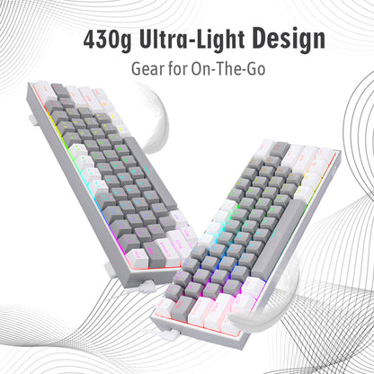 (Refurbished) Redragon Fizz K617 - 60% Wired Mechanical Keyboard Grey And White (Red Switches)