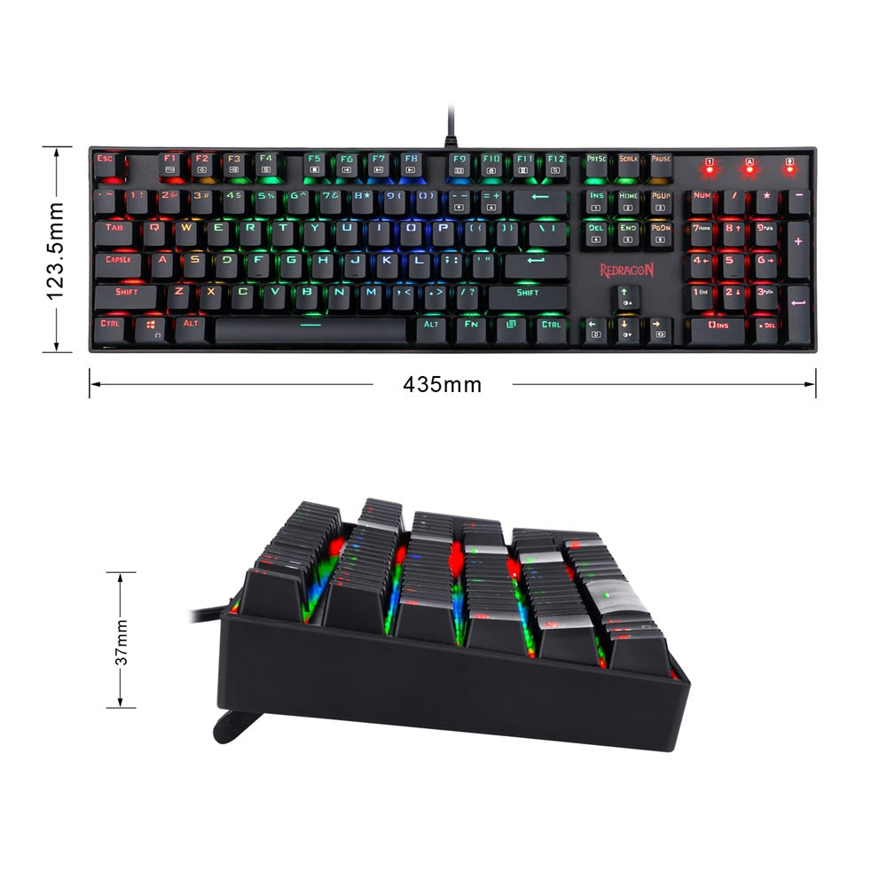 Redragon Mitra K551 - 104 Wired Mechanical Keyboard RGB Black (Blue Switch)