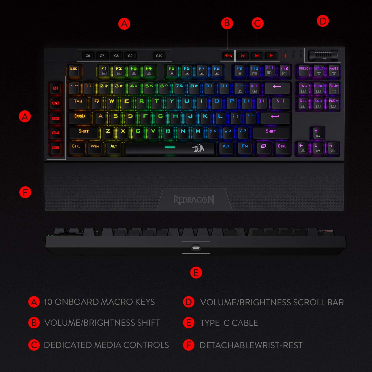 Redragon Vishnu K596 - 2.4Ghz+Wired Mechanical Keyboard (Red Switch)