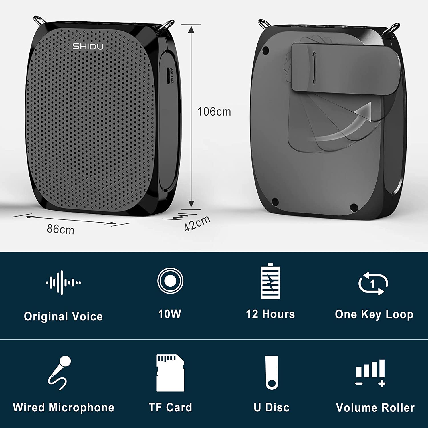 Shidu S258 - Wired Portable Voice Amplifier (Black)