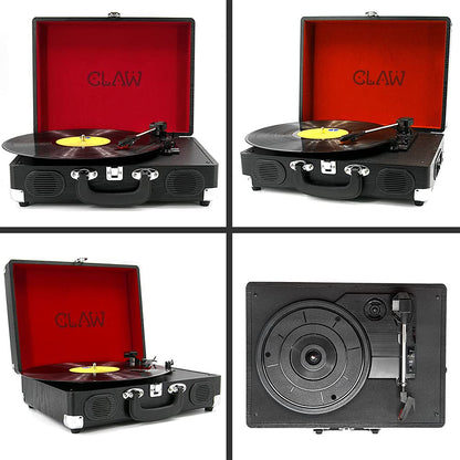 CLAW Stag Portable - Turntable with Built-in Stereo Speakers (Black) (Use Code Origin5 to Get 5% Discount)