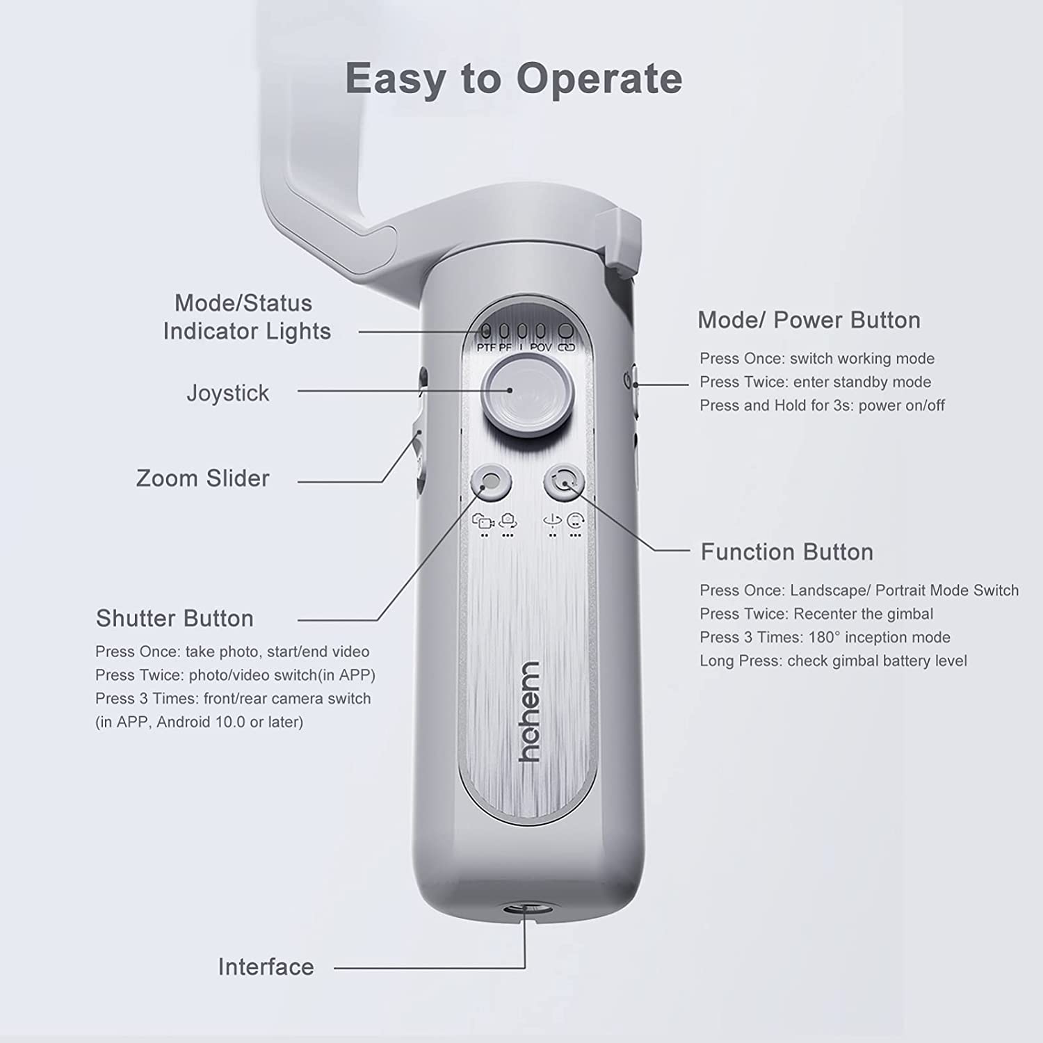 Hohem iSteady XE Kit - 3 Axis Handheld Pocket Gimbal with Fill Light (Grey)