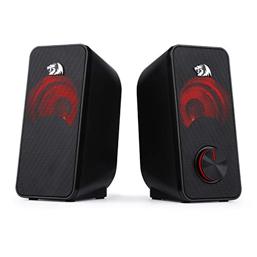 Redragon Stentor GS500 - 2.0 Channel Stereo Desktop Wired Gaming Computer Speaker with Red Backlight