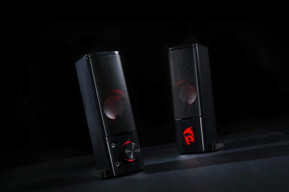 Redragon GS550 - 2.0 Channel Stereo Wired Desktop Computer Soundbar with Compact Size and red Backlight