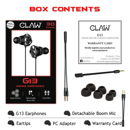 CLAW G13 - Triple Driver Gaming Earphone (Blue)
